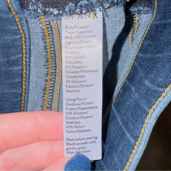 Spanx Medium Wash Distressed Ankle Skinny Jeans size small - Picture 6 of 7